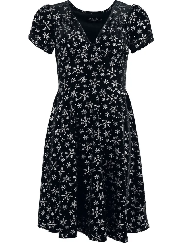 Hell Bunny Eve Dames Midi-jurk - zwart/wit zwart;wit