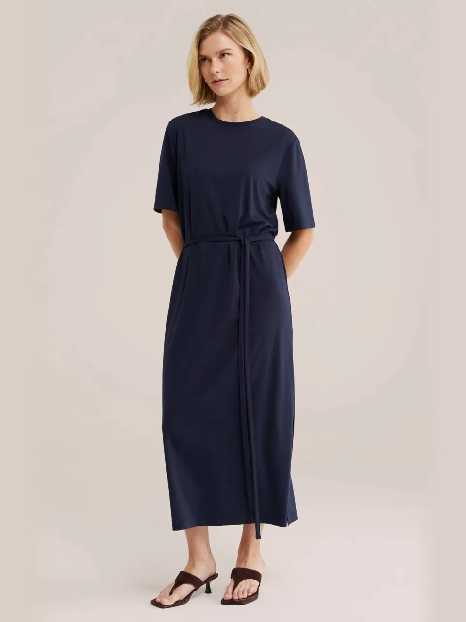 WE Fashion midi zomerjurk - donkerblauw