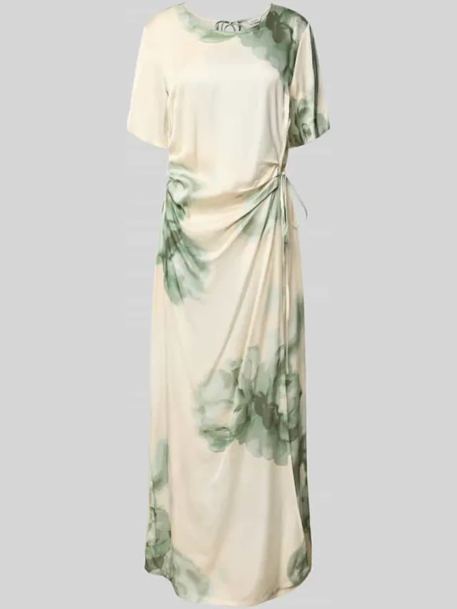 MbyM Maxi-jurk in wikkellook met vetersluiting model 'Kylar' beige, foto 2
