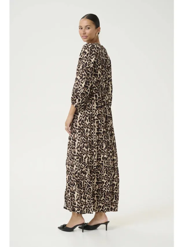 Kaffe Damesjurk KAFFE Pedra naturel leopard print