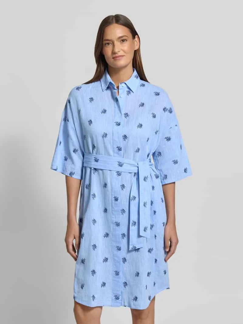 0039 italy Knelange overhemdjurk met Strikceintuur Model 'DERBY' bleu, foto 4