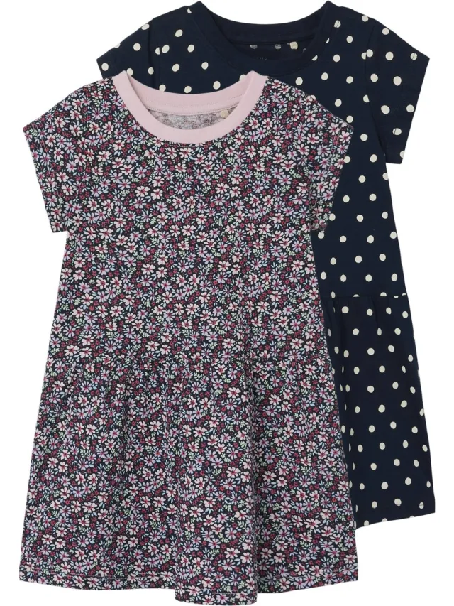 NAME IT NMFVILINSE 2P CAPSL DRESS Meisjes Jurk - Parfait PinkPack:Dark Sapphire