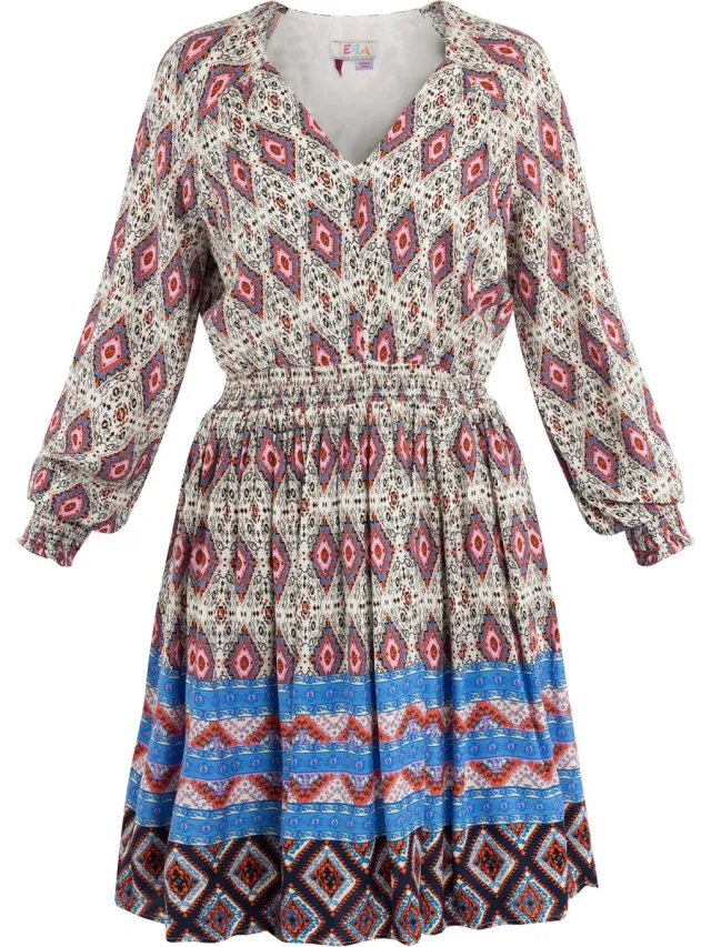 IZIA midi-jurk Blauw Veelkleurig