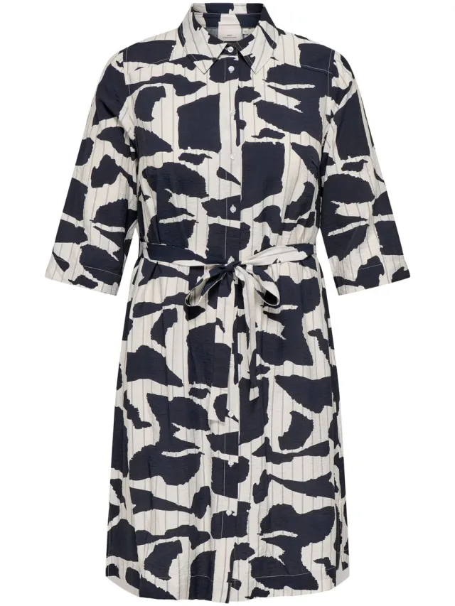 Only Carmakoma CARMISIA LIFE 3/4 BLK SHIRT DRESS WVN - Meisjes - Mini jurken Cloud Dancer