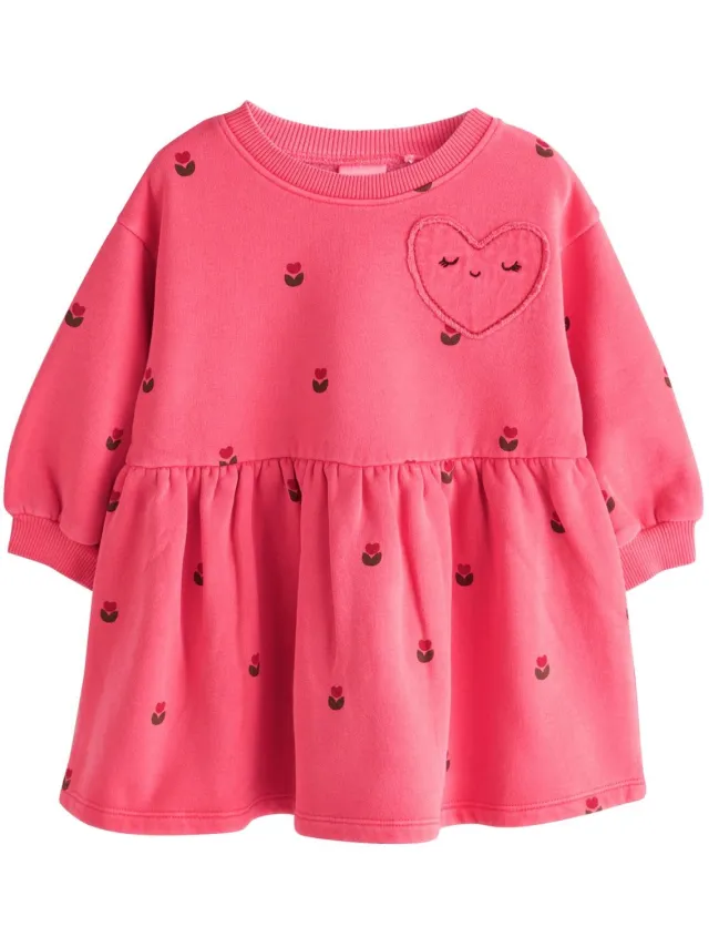 Next Meisjes - Sweaterjurk met lange mouwen - Roze Pink Hearts