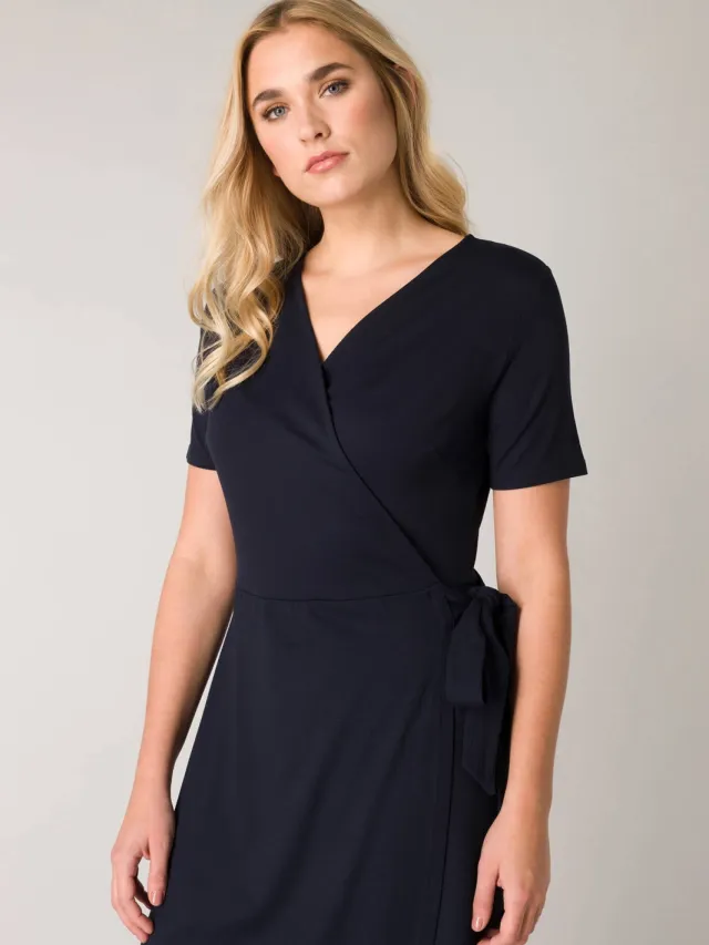 Base Level jersey wikkeljurk Yvie donkerblauw