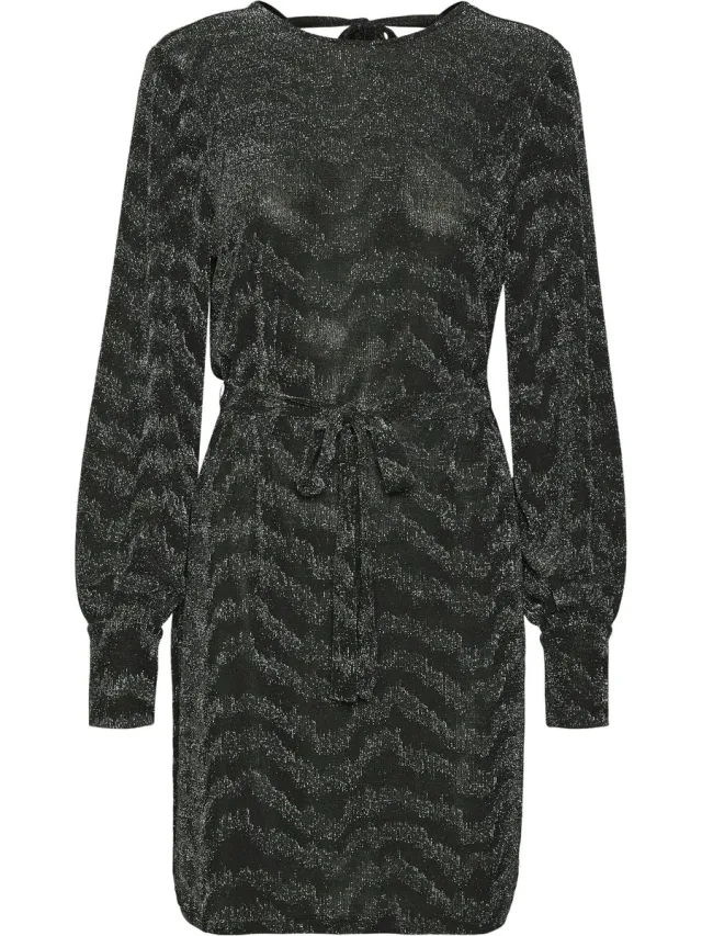 Vero Moda VMLUCY LS GLITTER BOW DRESS JRS - Dames - Mini jurken Black;Silver Lurex