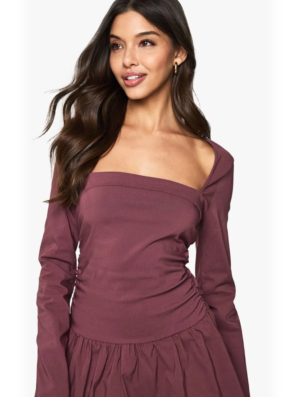 boohoo Dames Mini Jurk met Lange Mouwen in Skaterstijl mauve, foto 4