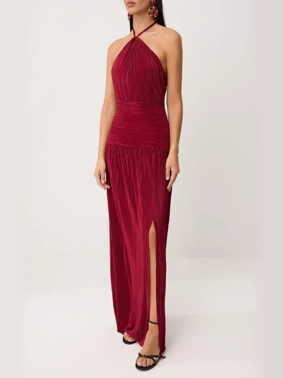 Trendyol TRENDYOLMİLLA Dames Bordeaux Effen Maxi Mouwloos Recht Avond & Gala Jurk, foto 2