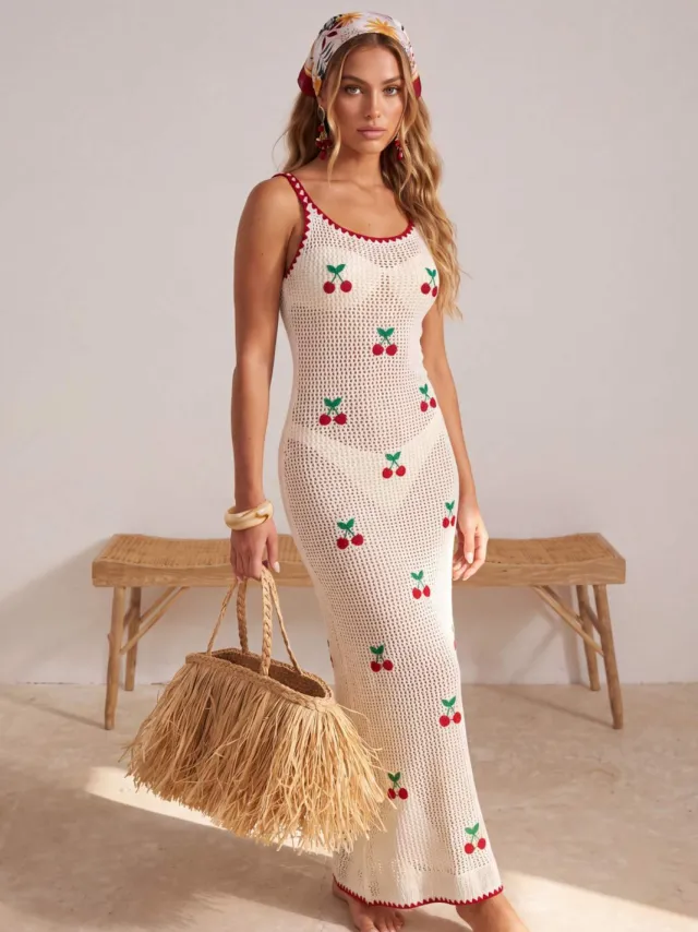 Trendyol TRENDYOLMİLLA Dames Ecru Maxi Getailleerd Strandjurken