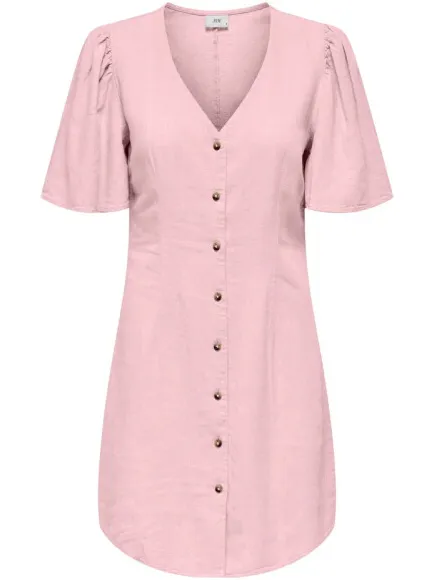Jacqueline De Yong Say s/s linen shirt dress Roze
