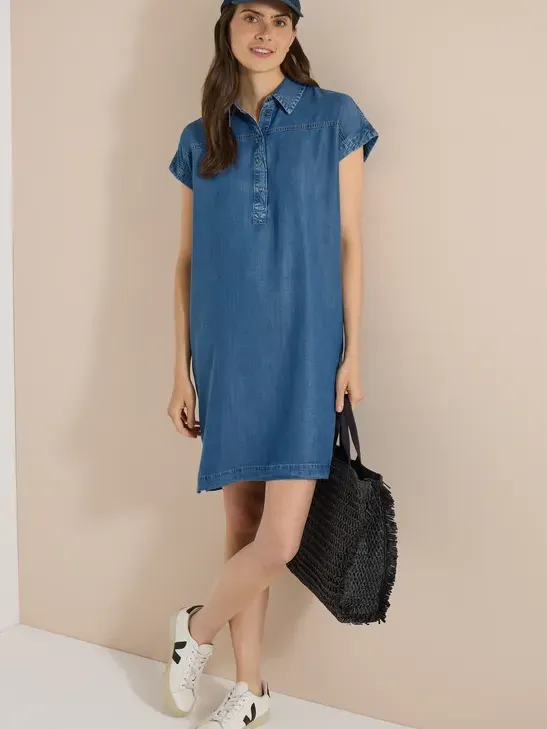 cecil Knie-lange jurk in denim-look Blauw