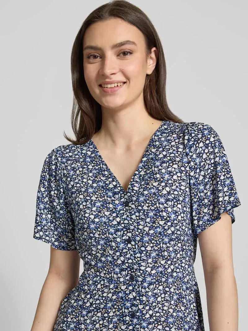 Only Mini-jurk van pure viscose model 'EVIDA' marineblauw, foto 4