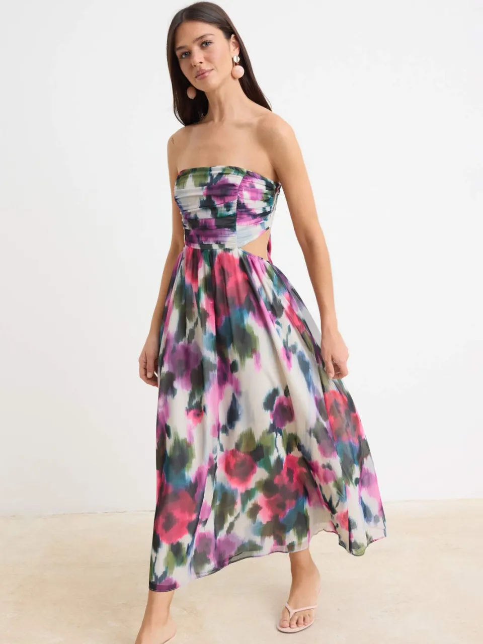Trendyol TRENDYOLMİLLA Dames Roze Geometrisch patroon Maxi Mouwloos A-lijn Jurken, foto 2