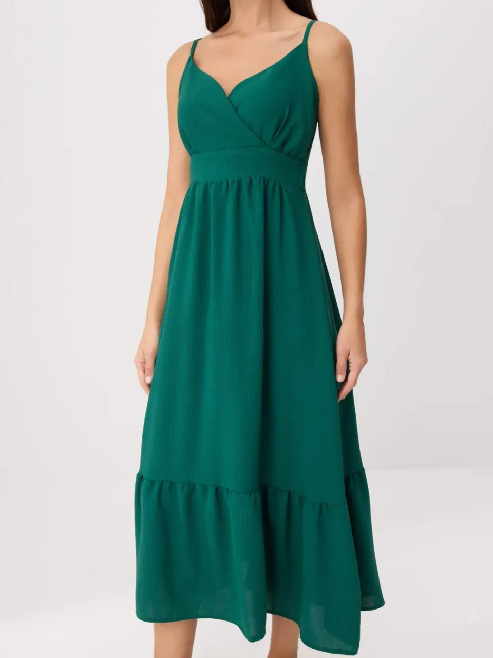 Trendyol TRENDYOLMİLLA Dames Groen Effen Midi Mouwloos Skater Jurken, foto 2