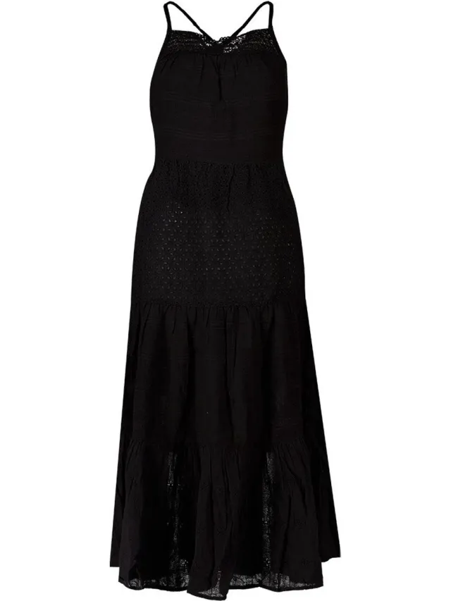 Superdry Vintage Lace Cami Maxi Mouwloze Jurk Zwart S Vrouw Black