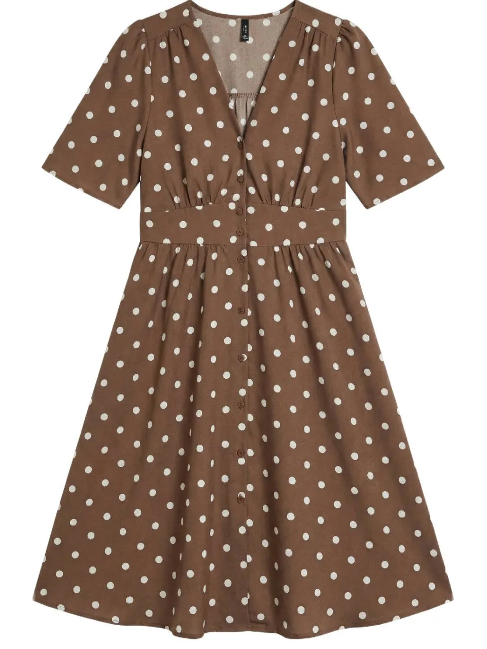 Vero Moda A-lijn jurk met stippen bruin, foto 2