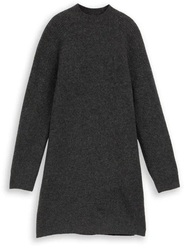 Tom Tailor Denim - Mini-gebreide jurk met gemêleerde look - Shale Grey Melange