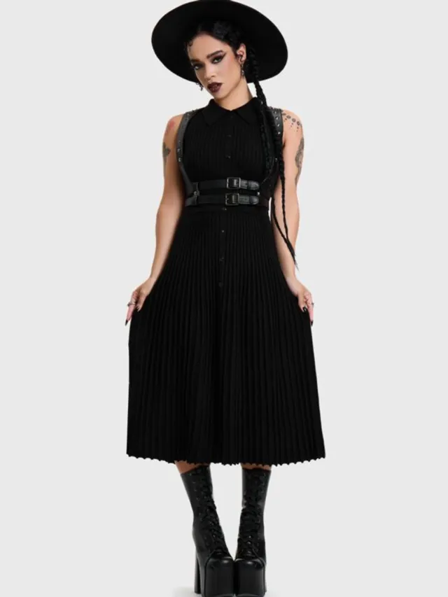 Killstar SKULTRA SLEEVELESS KNIT DRESS Dames Maxi-jurk - zwart