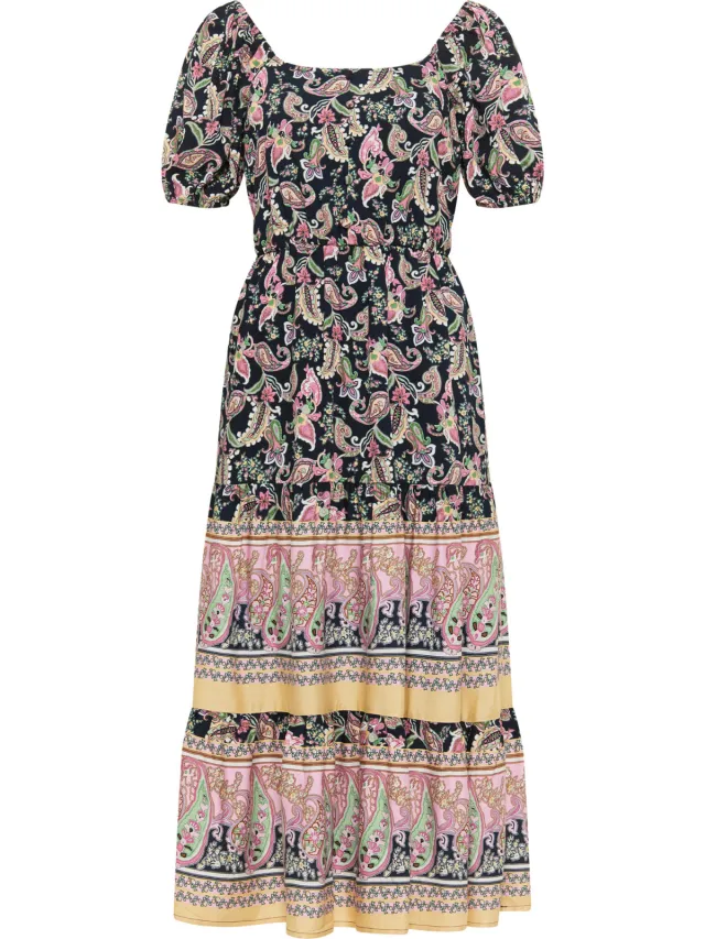 Usha FESTIVAL paisley print midi jurk carnea zwart, foto 2