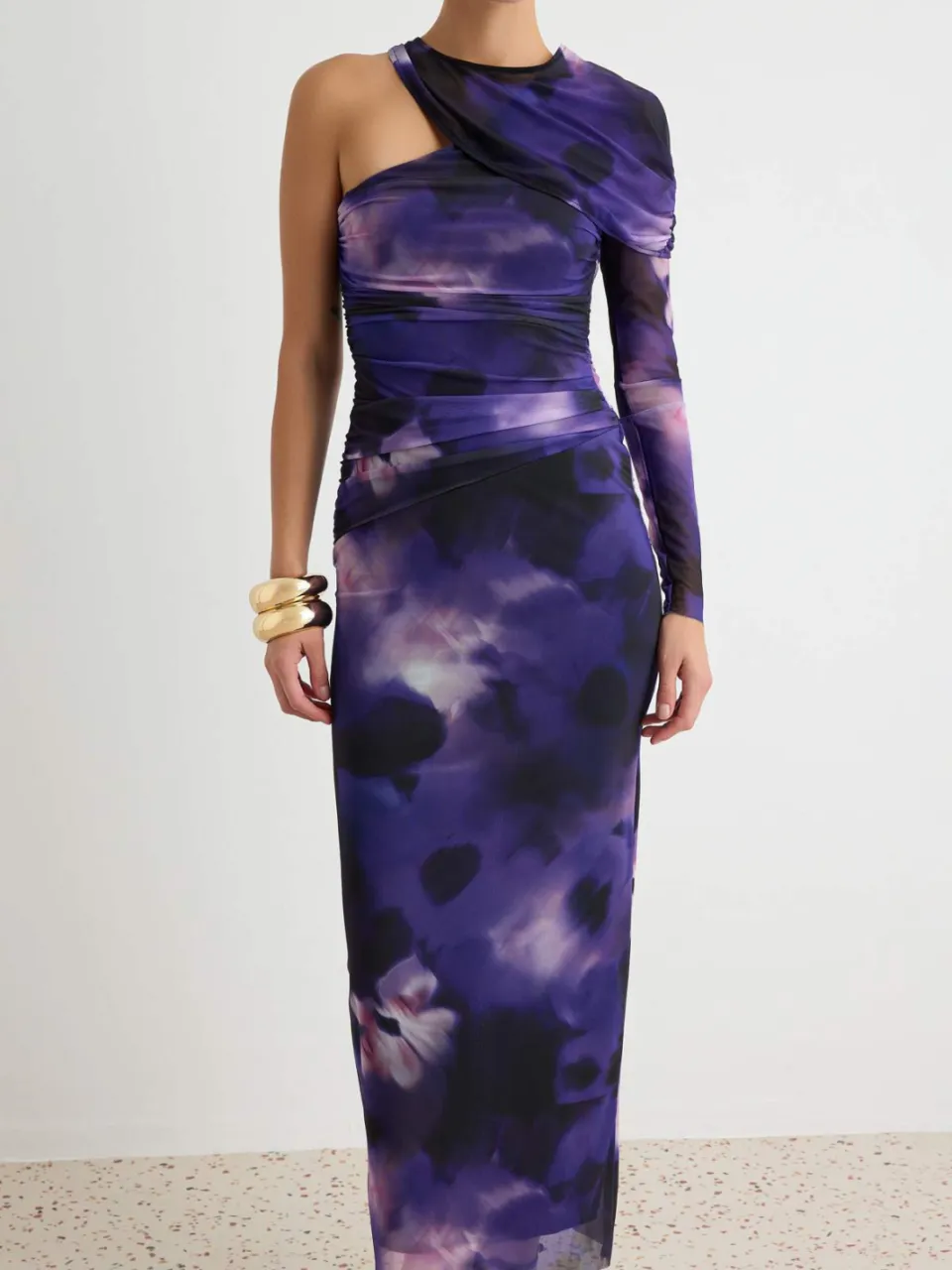 Trendyol TRENDYOLMİLLA Dames Paars Bloemen Maxi Lang Recht Jurken, foto 2