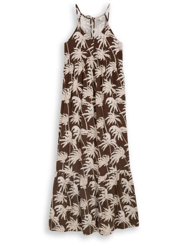 Tom Tailor Denim - Maxijurk met volants - brown palmtree print