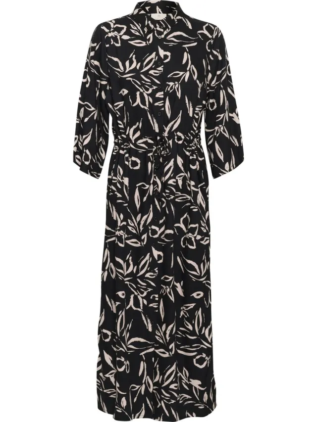 Kaffe KAforrest Shirt Dress Dames Jurk Black/Sand Painted Flower