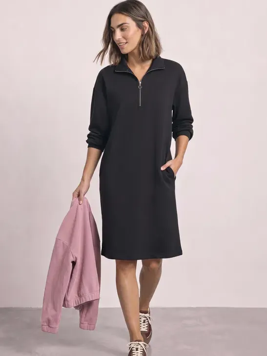 Street One Kniehoge sweaterjurk met ritsdetail Zwart