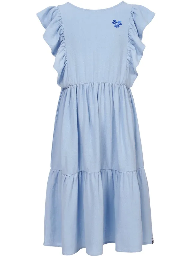 LOOXS REVOLUTION LOOXS Little Meisjes jurk - Maat 92 in de kleur licht Blauw van 80% Viscose 20% Linen - 2512-7830-134