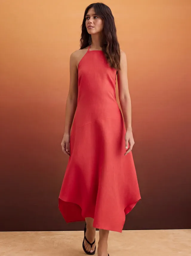 Trendyol TRENDYOLMİLLA Dames Rood Effen Kort / Mini Mouwloos Asymmetrisch Jurken