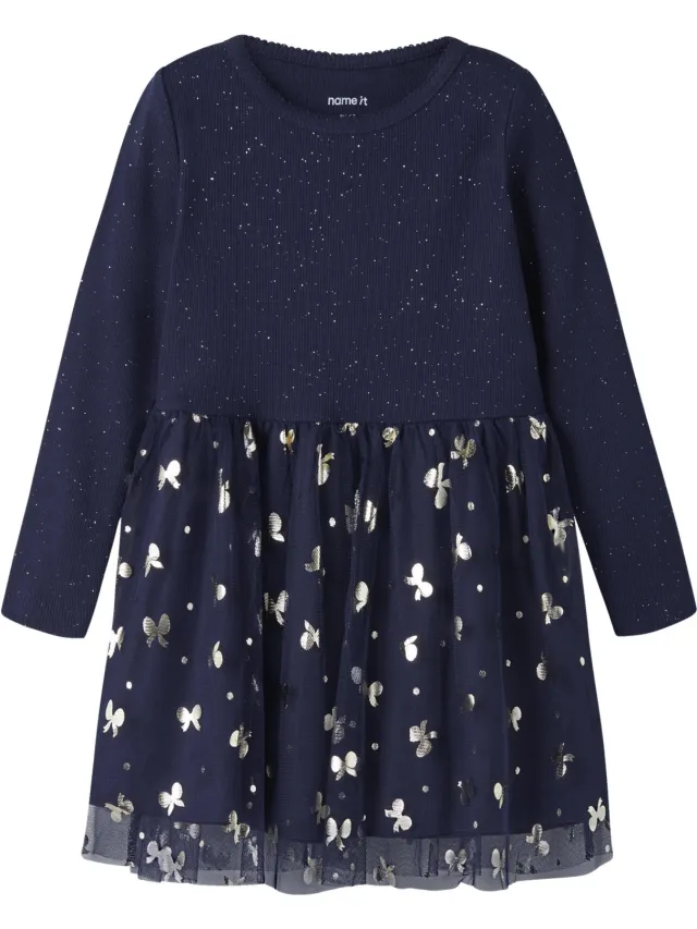 NAME IT NMFROSALLY LS DRESS Meisjes Jurk Evening Blue