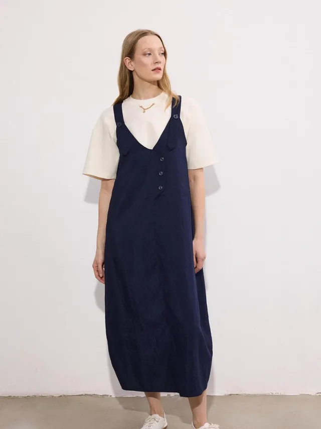 TOUCHÉ PRIVÉ Overgooi-jurk met knoopdetails - Marine - Dames
