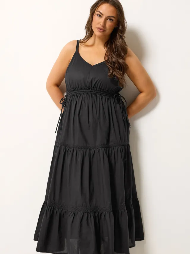 Yours Zwarte Gelaagde Smockjurk-64 Black