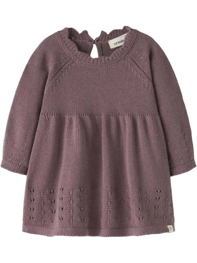 Lil' Atelier BABY gebreide jacquard jurk - oudroze