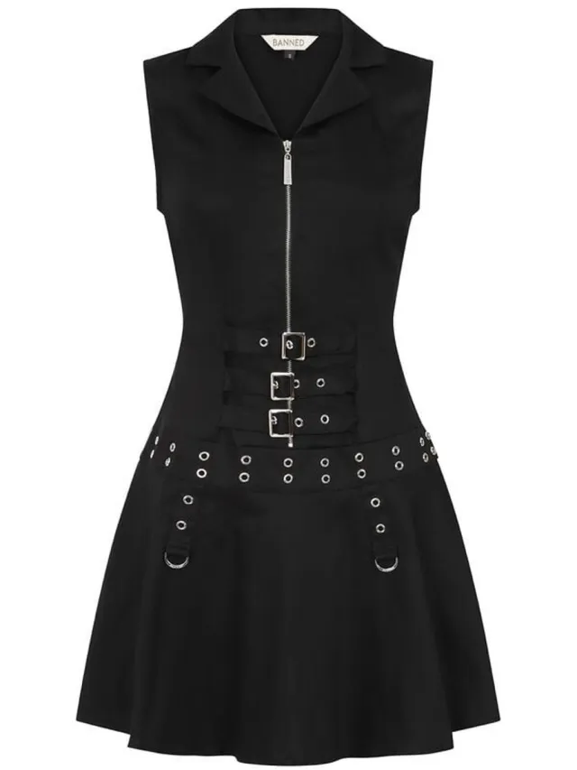 Banned Astrid Dames Mini-jurk - zwart