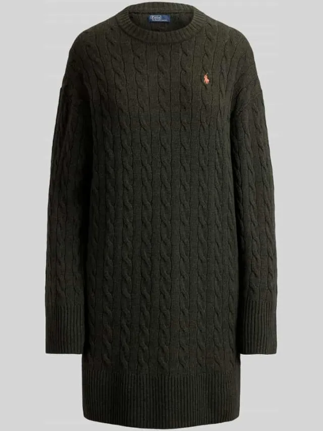 Polo Ralph Lauren Vloeiende vrijetijdsjurk van mix van wol en kasjmier olijfgroen, foto 2