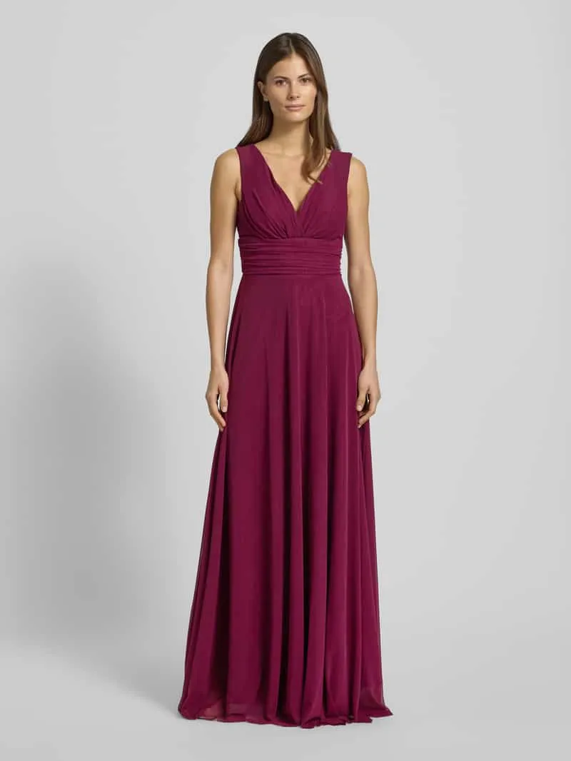 TROYDEN COLLECTION Avondjurk met plooien Kersenrood