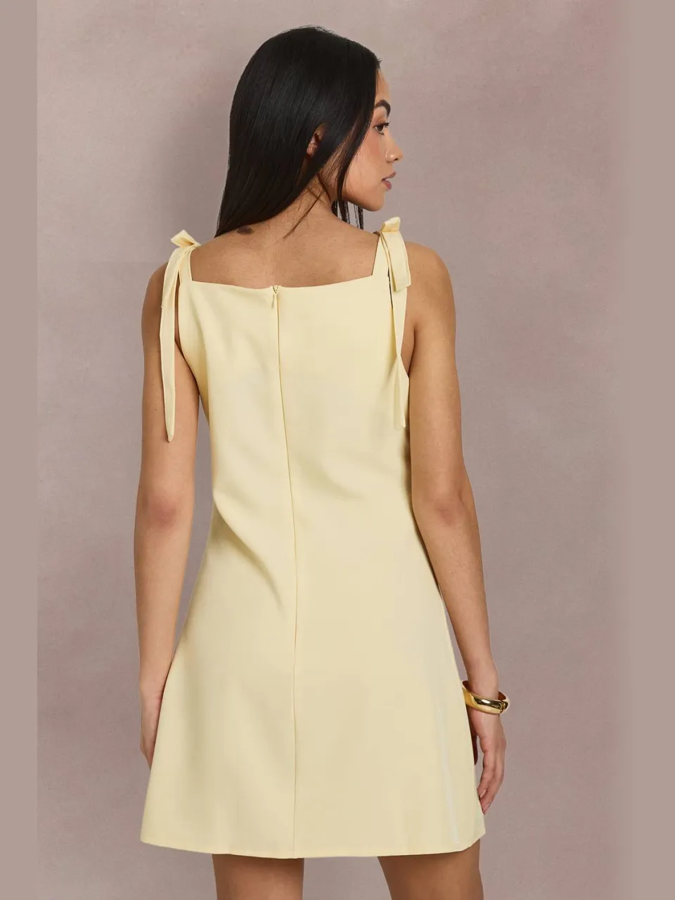 boohoo Dames Getailleerde Mini-jurk Met Strikdetail citroen, foto 3