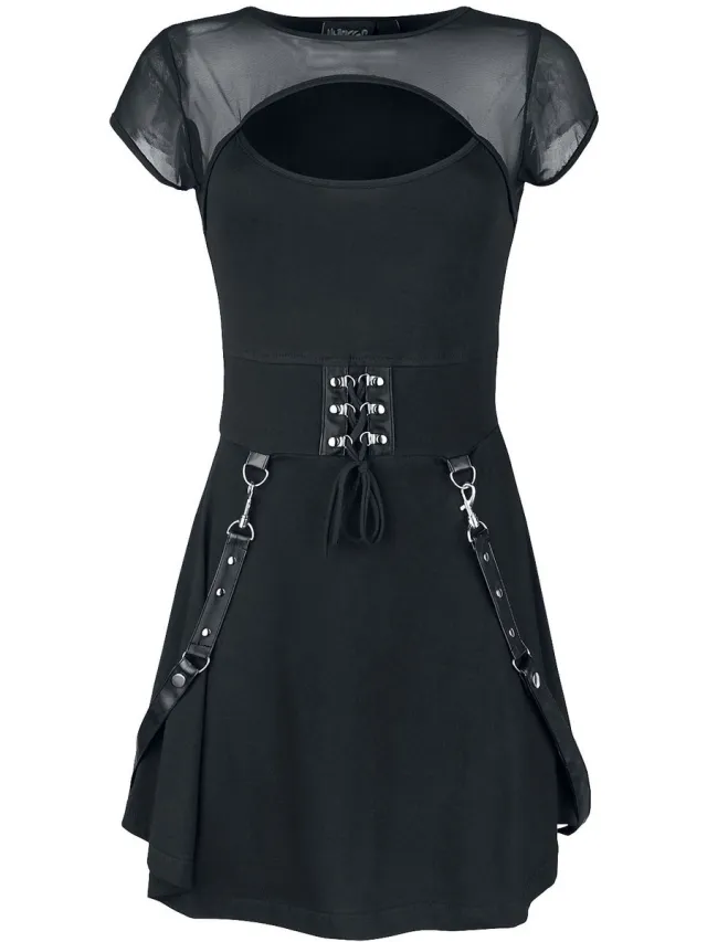 Heartless Eranthe Dames Midi-jurk - zwart/grijs