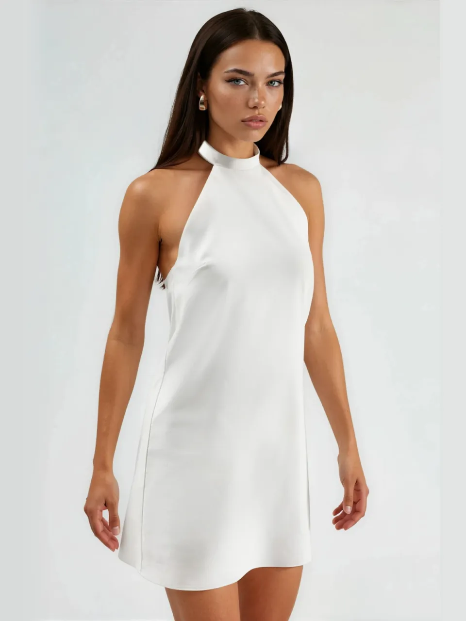 Hiccup Halter-Neck Open-Back jurk Wit