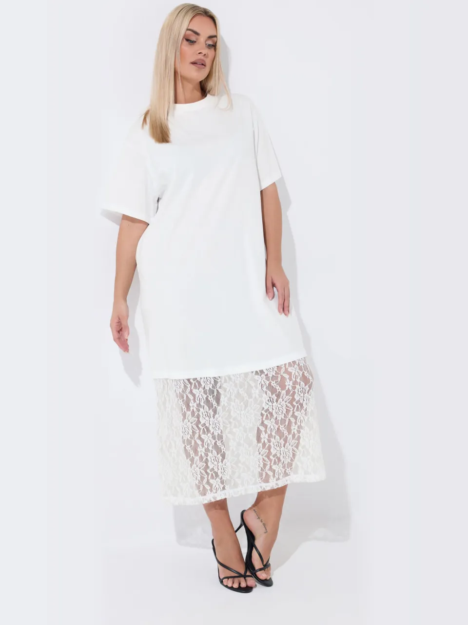 Limited Collection Wit Jurk Met Kanten Zoom White