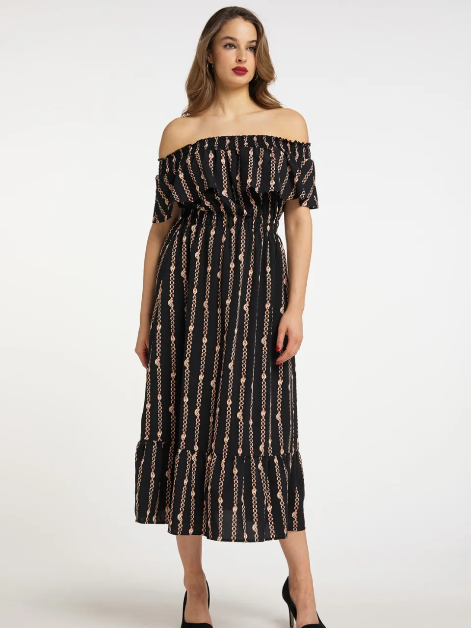 Faina Maxi-jurk met all-over print Dames zwart