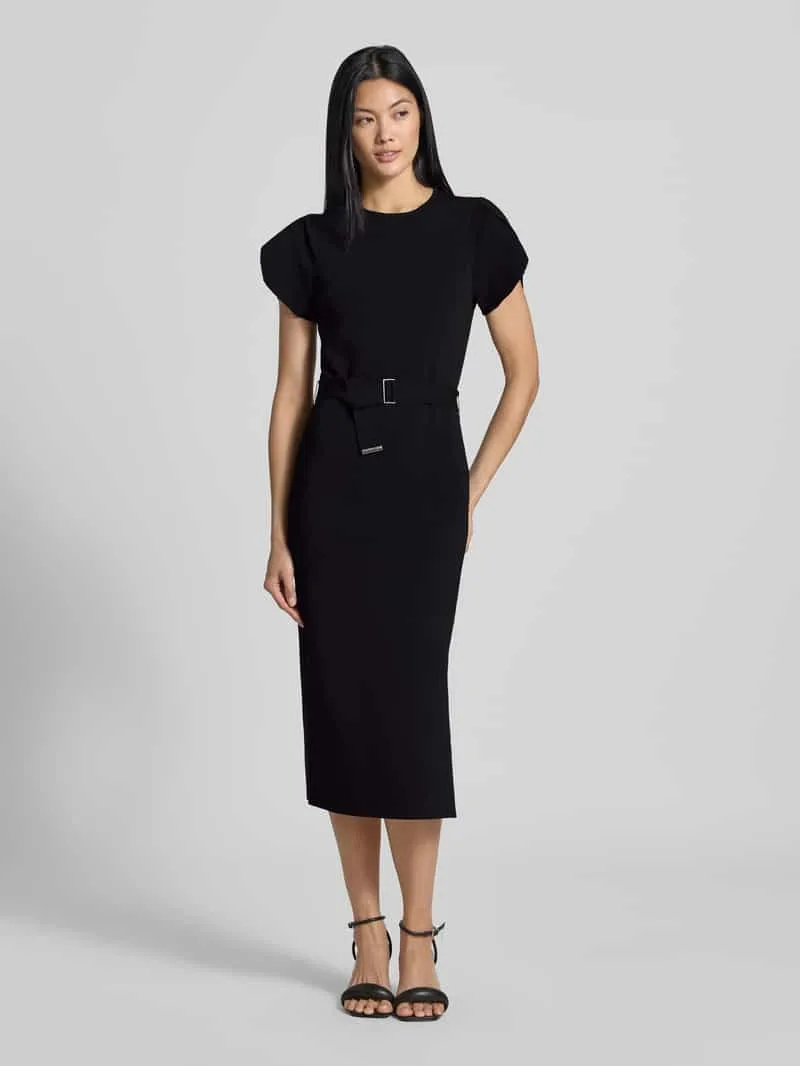 Ted Baker Slim fit midi-jurk van viscosemix model 'JULIANY' Zwart