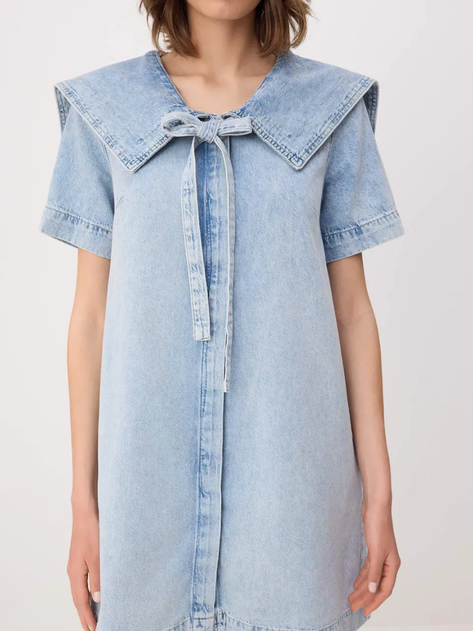 Trendyol TRENDYOLMİLLA Dames Blauw Effen Kort / Mini Kort Casual Blousejurk Jurken, foto 2