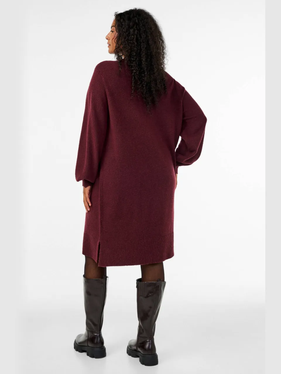 Zizzi gebreide jurk Plus Size - donkerrood, foto 6