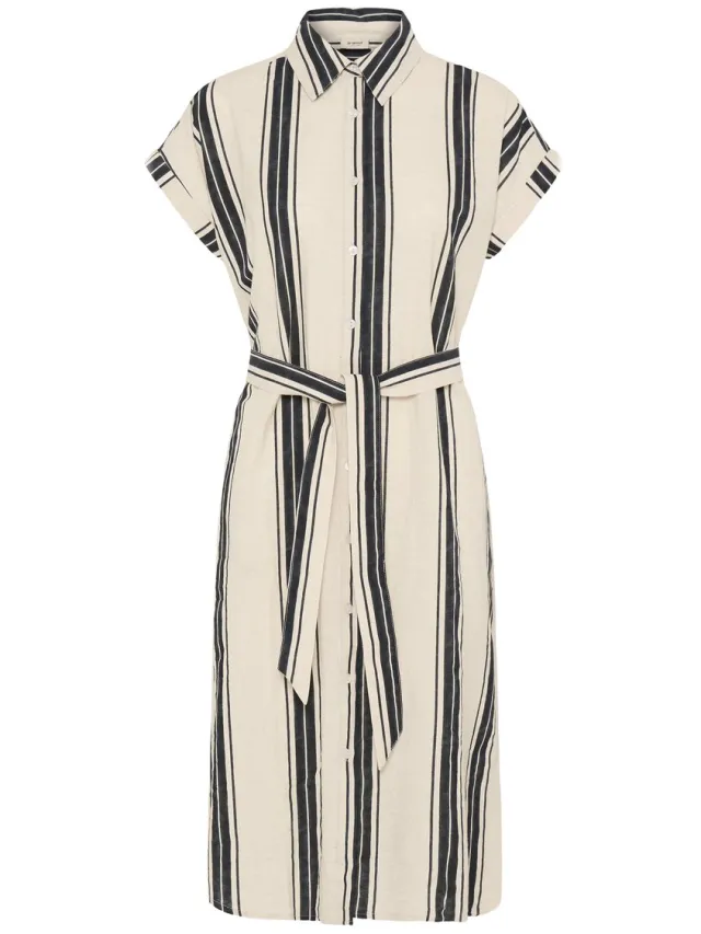 Fransa FRMADDIE DR 6 - Dames - Midi jurken WIDE STRIPE METEORITE