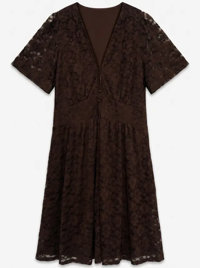Vero Moda Curve Jurk VMDEA Midi-jurk chocolate brown 1