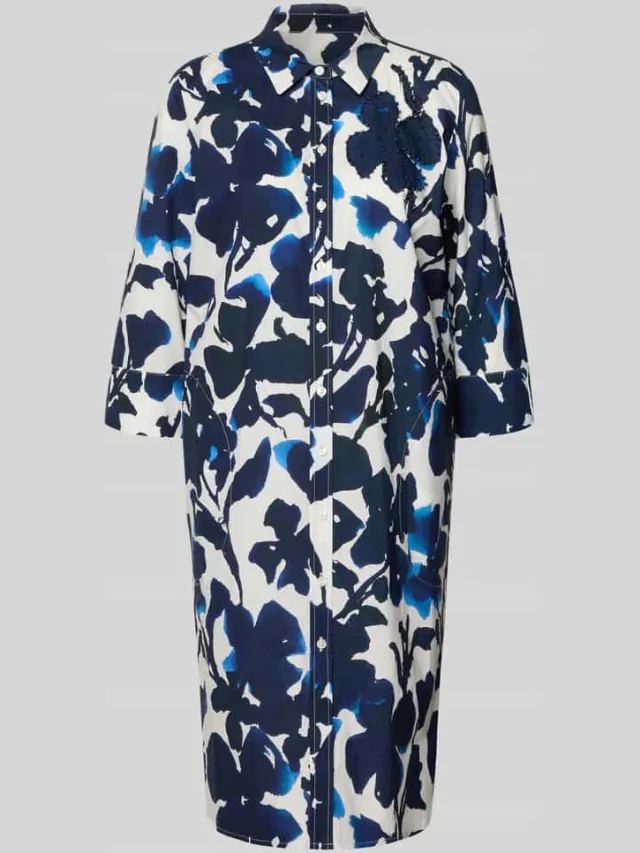 White Label Knie-lange overhemdjurk in all-over look donkerblauw, foto 2