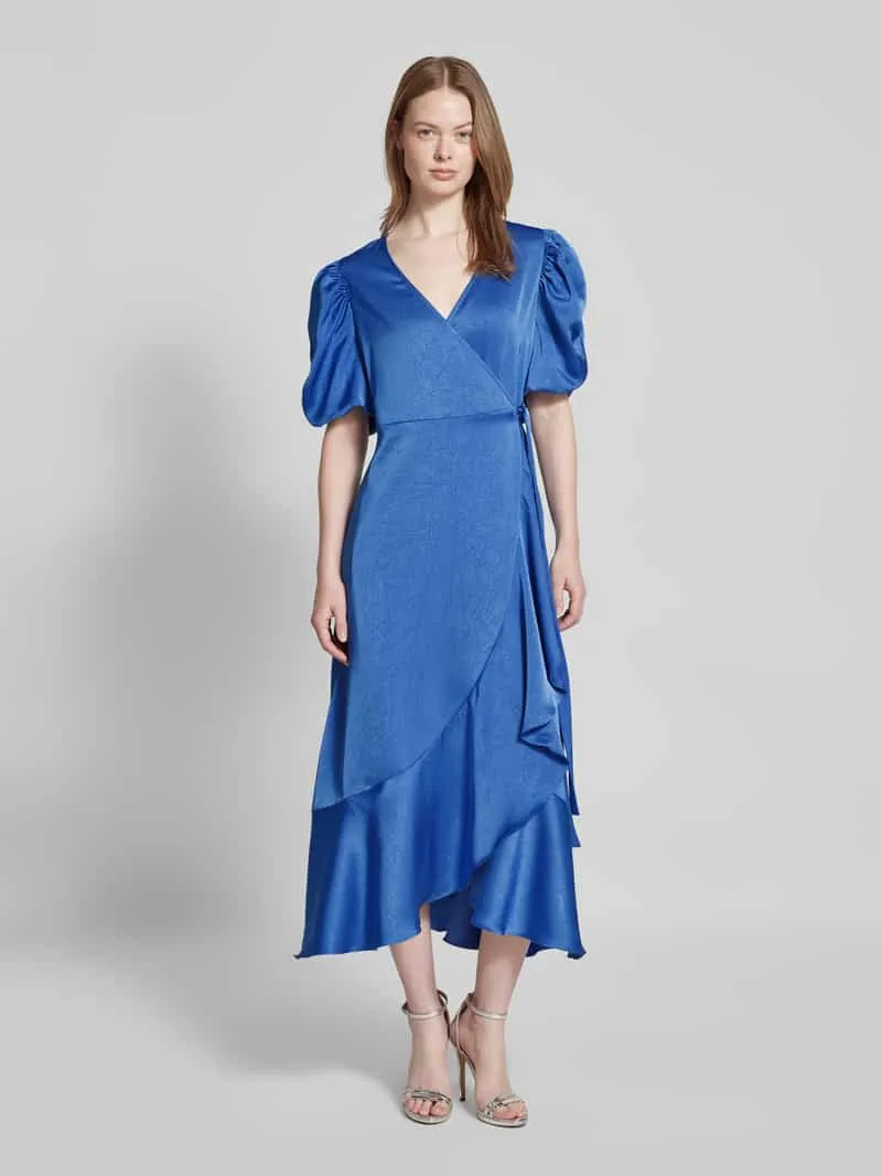 A-view Maxi-jurk met pofmouwen, model 'Sinda' Aquablauw