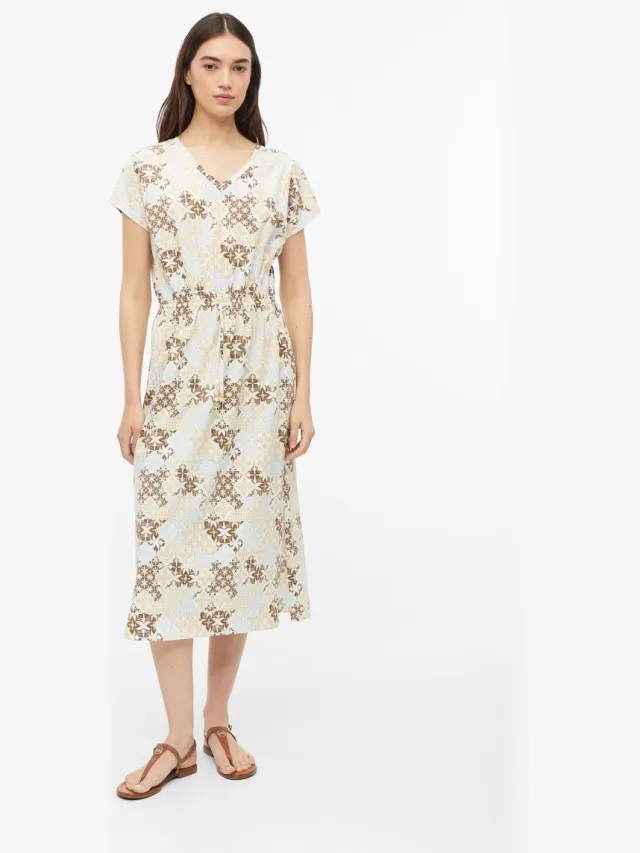 S.Oliver female - Midi jersey jurk met tunnelkoord beige